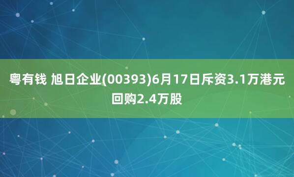 粤有钱 旭日企业(00393)6月17日斥资3.1万港元回购2.4万股