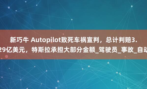 新巧牛 Autopilot致死车祸宣判，总计判赔3.29亿美元，特斯拉承担大部分金额_驾驶员_事故_自动