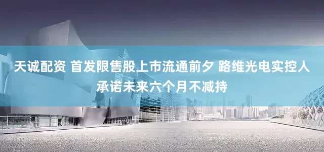 天诚配资 首发限售股上市流通前夕 路维光电实控人承诺未来六个月不减持