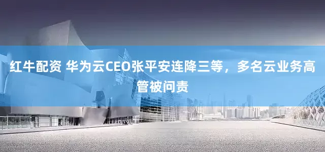 红牛配资 华为云CEO张平安连降三等，多名云业务高管被问责